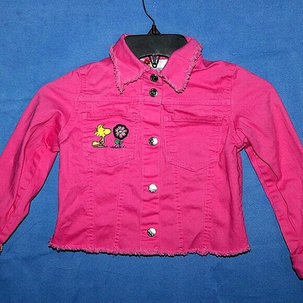 365 Kids Garanimals Peanuts Pink Denim Jacket Size 6